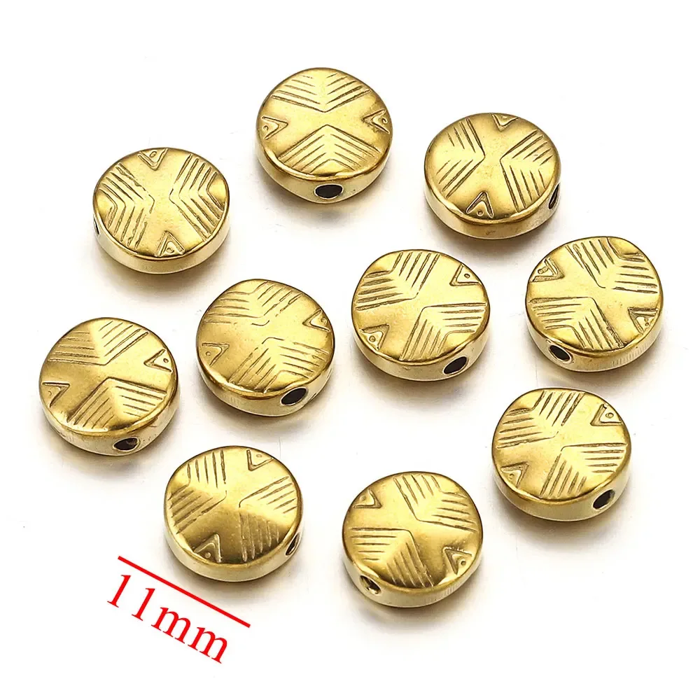 Stainless Steel Round Square Bead Globular Bead Gold Plated Positioning Bead DIY Jewelry Accessories 6