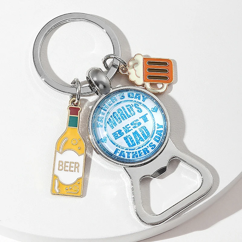 

Creative American Beer Keychain Pendant Bottle Opener Metal Keyring Beer Keychain Father Day Best Dad Bag Pendant Family Gift