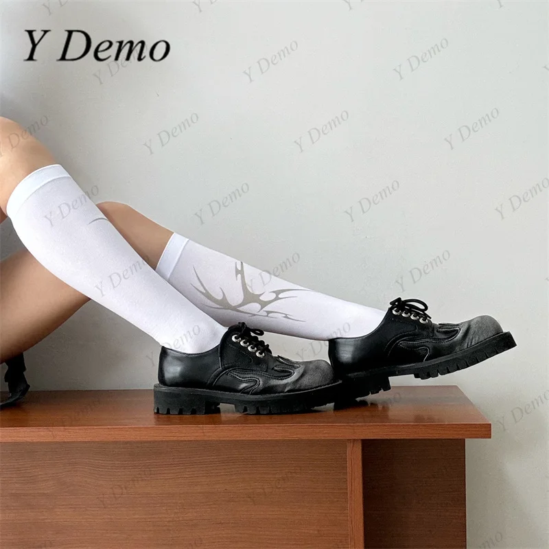 Y Demo Techwear Thorns Printing Summer Thin Middle Tube Socks Women Slim Y2k White Stockings 45 S51387a64fcf049cab2da78c33bdc7aaf8