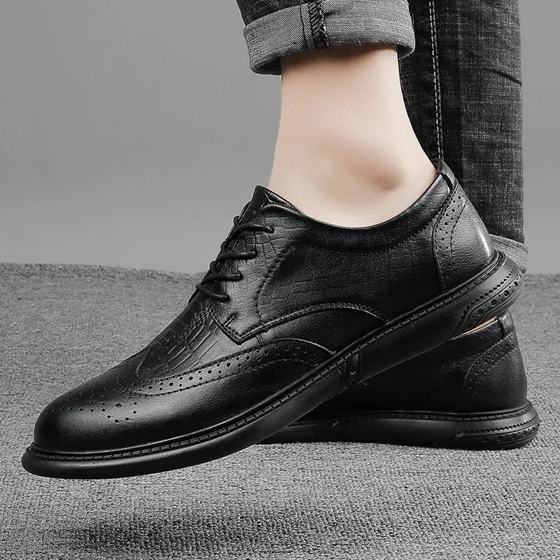 

Luxury Brand Brogue Engraved Men's Shoes Genuine Leather High Quality Oxford Shoes Lace-up Leather Shoes Designer Moccasin Shoes