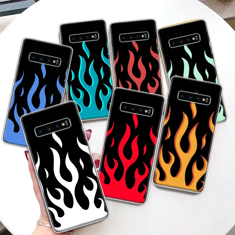 Cool Green Red Flame Fire Phone Case Per Samsung Galaxy S24 S23 S22 S21 Ultra S20 Fe S10 Plus S10E S9 S8 + Soft Cover Shell