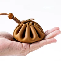 Handmade Leather Drawstring Pouch Portable Cowhide Coin Purse Mini Wallet Stationery Holder 1