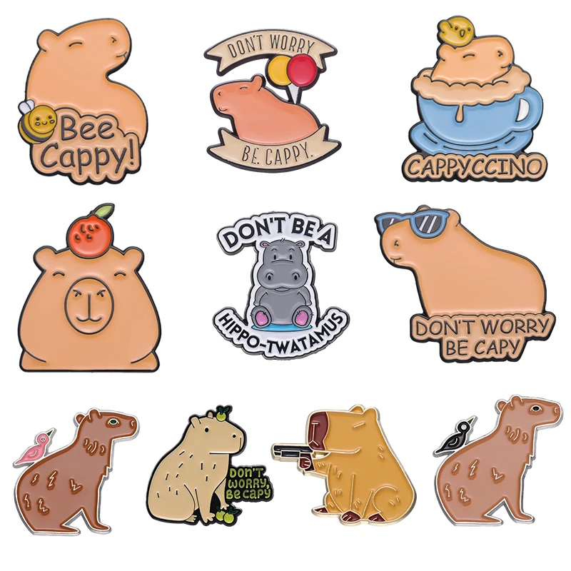 12 Pièces Broche Capybara, Dessin Animé Broche De Boutons