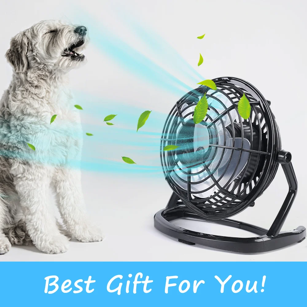 Compact USB-Powered Silent Desktop Fan – 180° Rotatable 4-Blade Cooling Solution