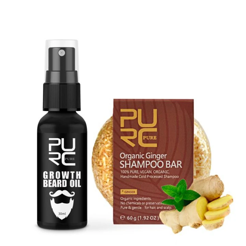 

PURC Beard Growth Oil and Ginger Shampoo Soap Set Hair Growth Prevent Hair Loss Hair Care Products