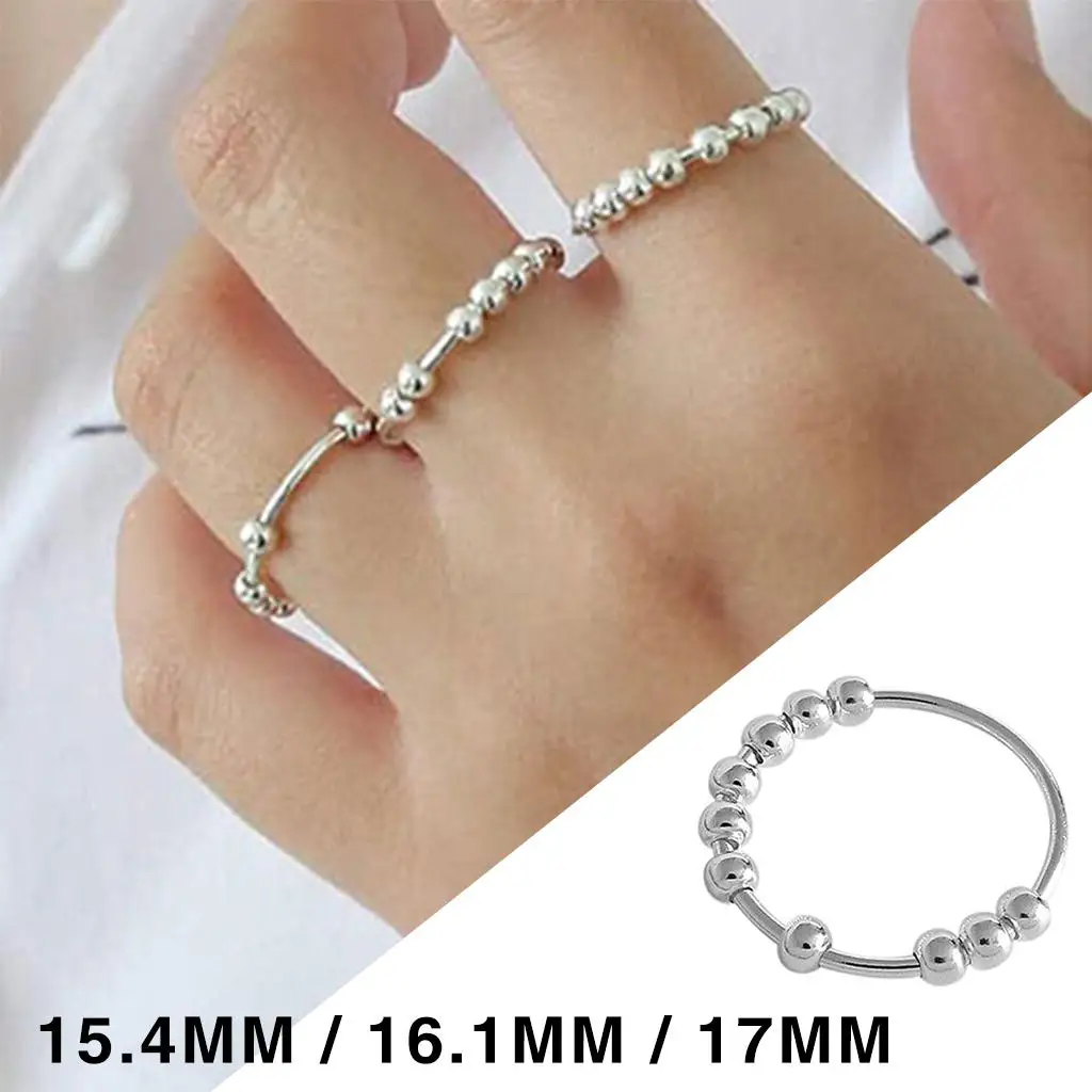 Silver Rotating Anti-Stress Ring, Anti-Stress Sensory Toy for Women, Silver Rotating Anti-Stress Ring, Anti-Stress Sensory Toy for Women,