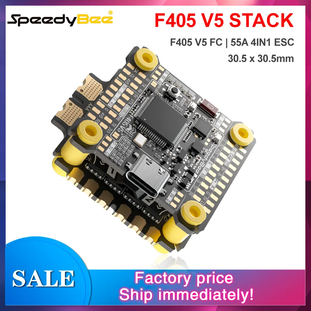 SpeedyBee F405 V5 Stack F405 V5 FC 32BIT 55A 4-en-1 ESC 3-6S LiPo 30.5x30.5mm 16MB ICM42688P Gyro pour drone FPV