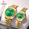 CHENXI Couple Watch Women Quartz Clock Luxury Golden Stainless Steel часы женские Relogio Femininoワンピース レディース Montre 1