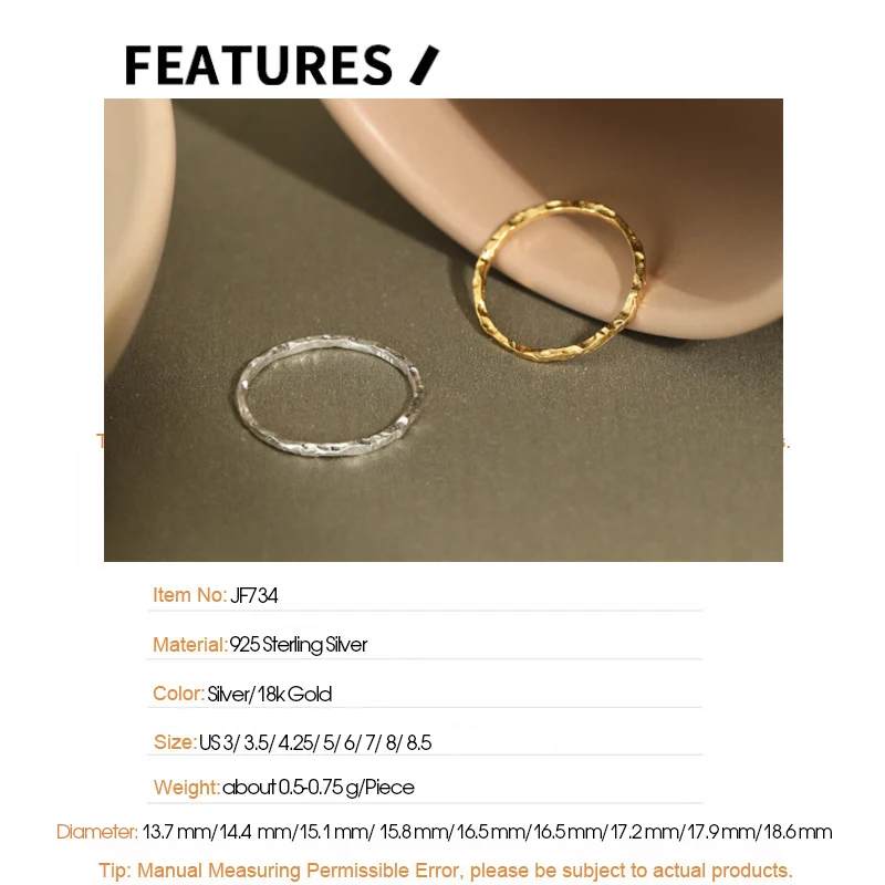 F.i.n.s Korean Simple Irregular Slim Ring Female Concave