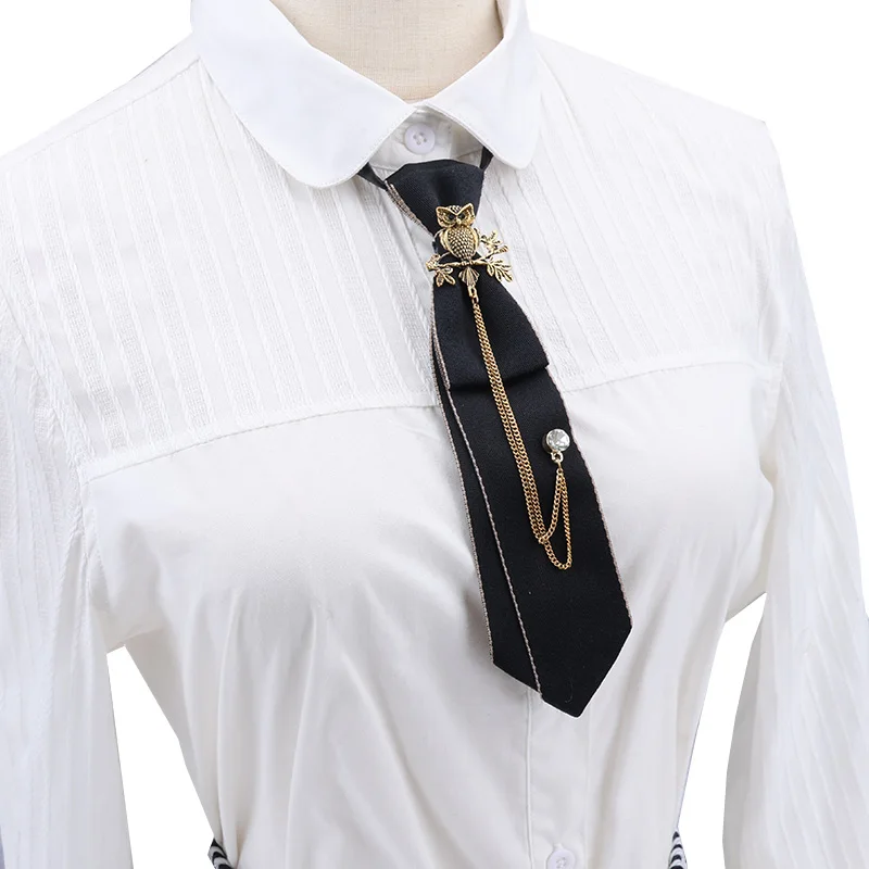 Hand Made Black Ribbon Tie Crystal Rhinestone Jewelry Men White Shirts College Girl Boys Collar Neck Ties Uniform Women Necktie Woven Necktie Necktie Set Clip On Tie