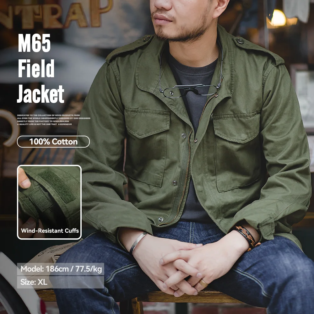 Maden militar m65 jaquetas de campo para homens verde vintage
