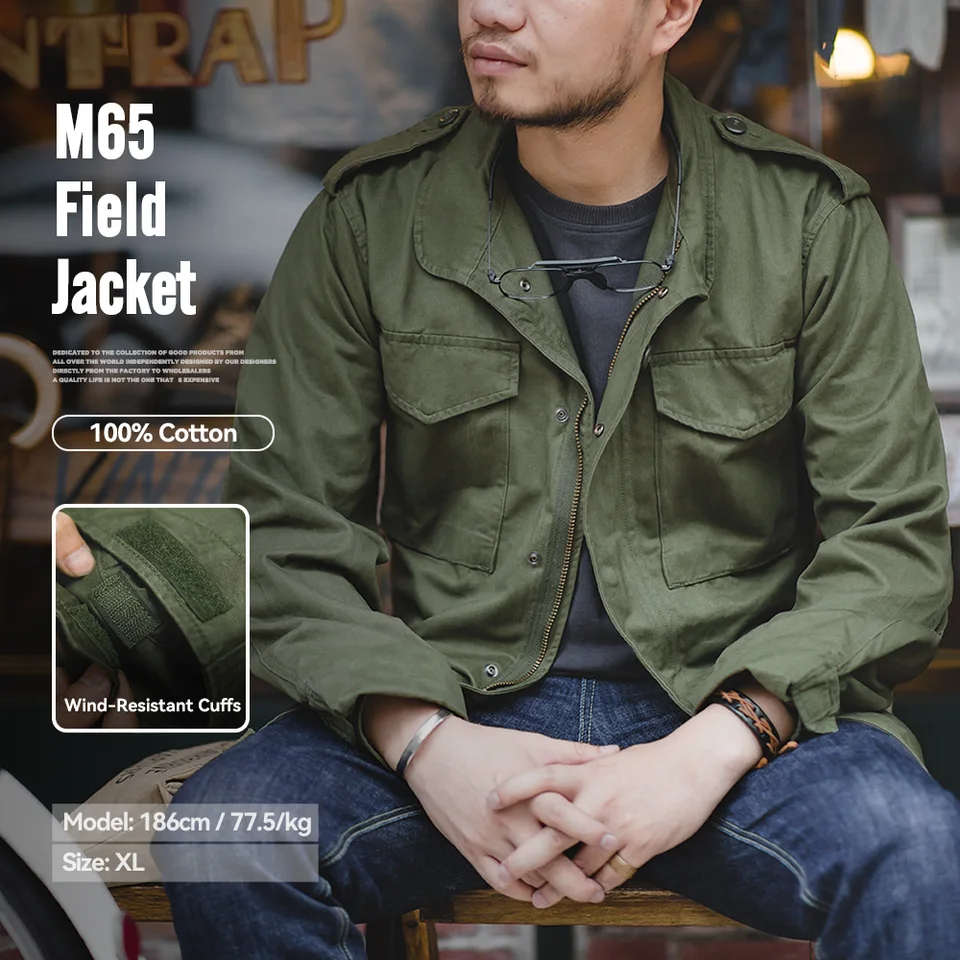 Maden 軍事 M65 フィールドジャケット男性用グリーンヴィンテージ 
