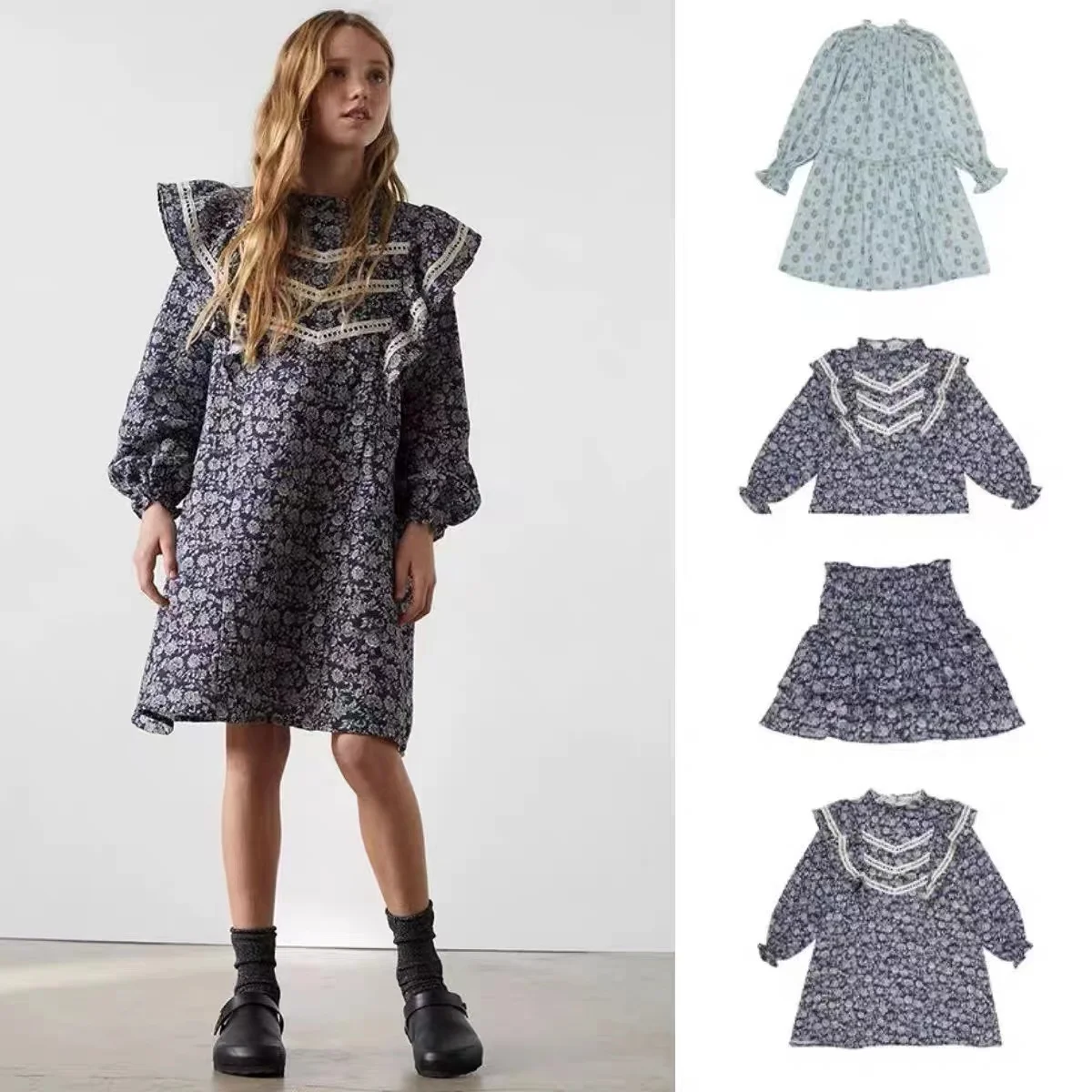 

In stock the new society FW23 children's and girls lace collar dress