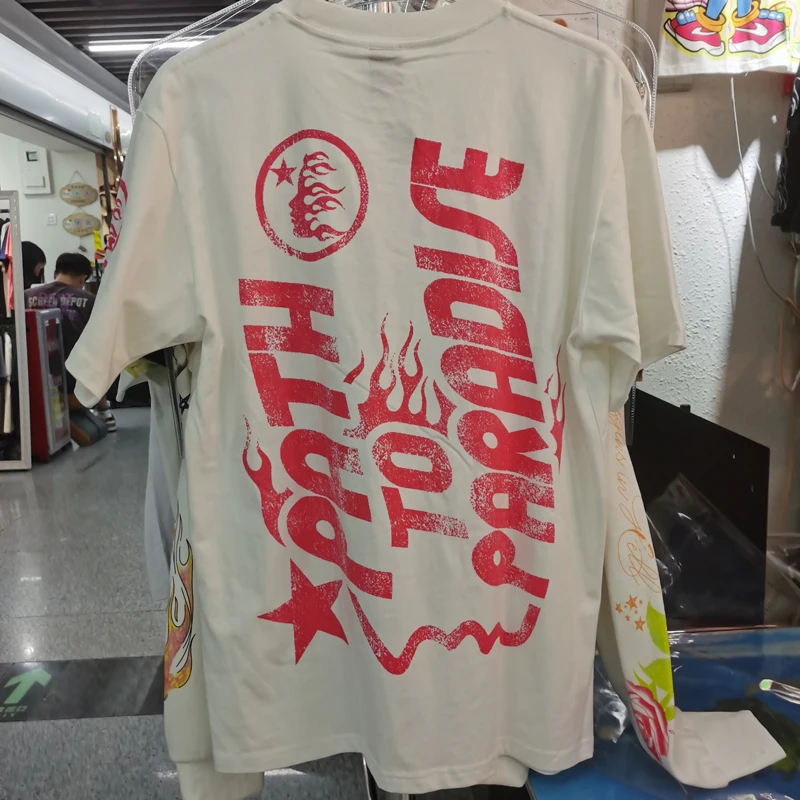 

Hellstar T-shirt Star Letter Print American High Street Casual Loose Men Women Couples Short Sleeved T Shirt Real Photo