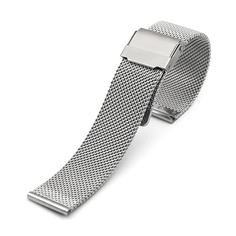 Elegant Milanese Stainless Steel Mesh Watch Band with Adjustable Widths