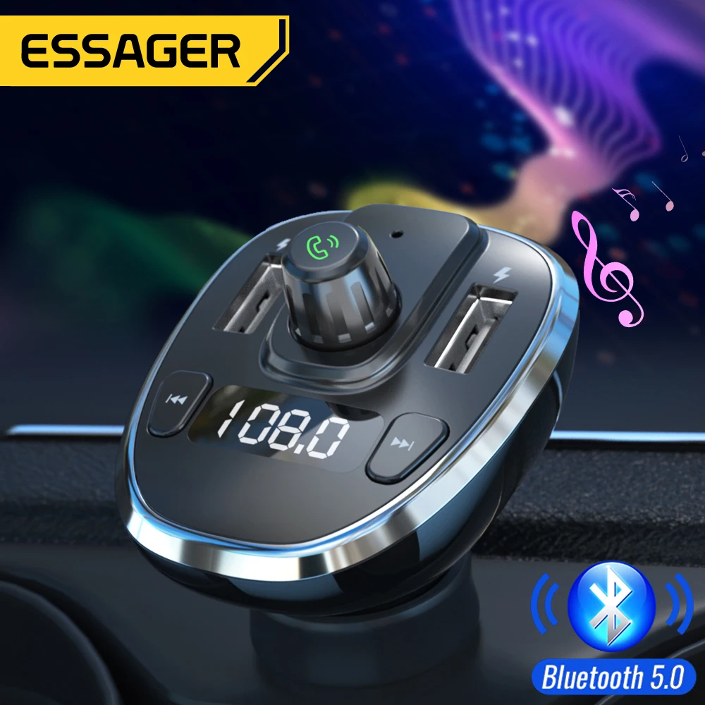Just Wireless FM Transmitter (3.5mm) with 2.4A/12W 2-Port USB Car Charger -  Black