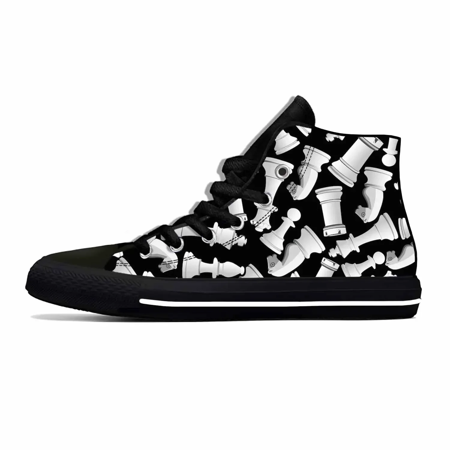 Checkmate Chess Pieces Board Pattern Cool Fashion Casual Cloth Shoes High Top Comfortable Breathable 3D Print Men Women Sneakers 2