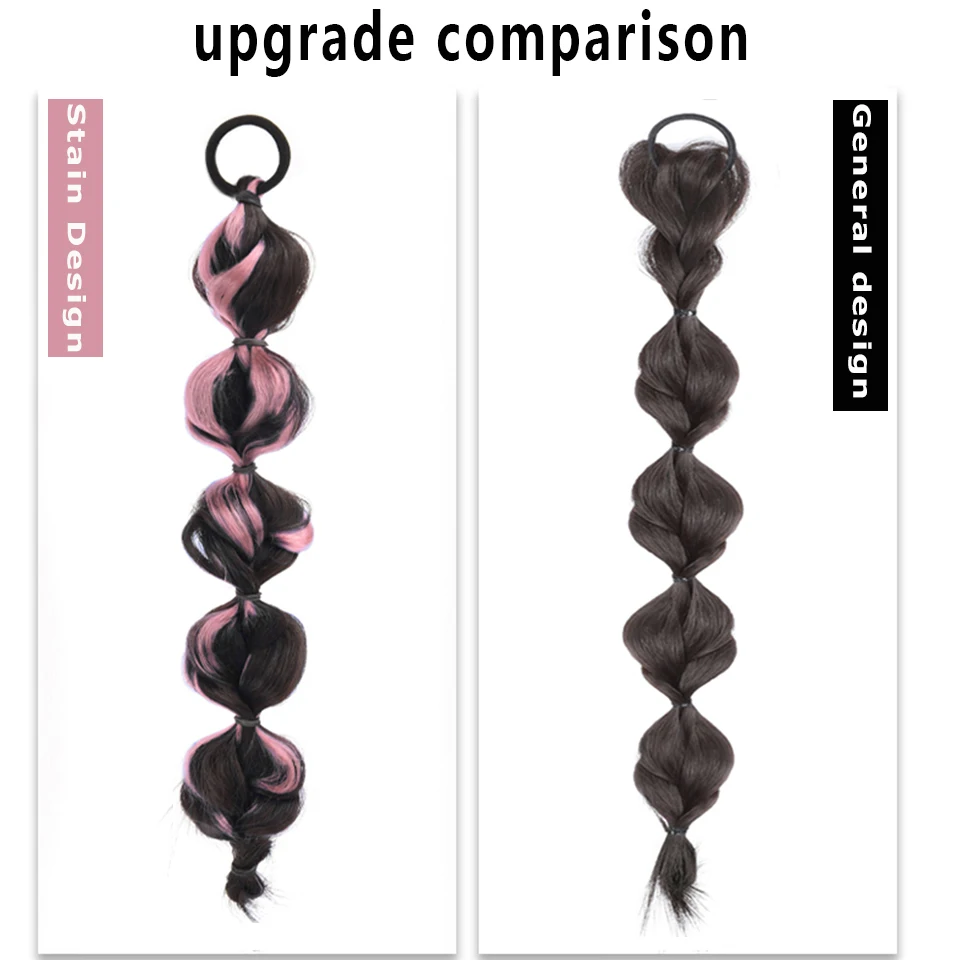 LUPU Synthetic Twist Braiding Pony Tail With Rubber Band Hair Ring Long Boxing Braids Ombre Pink Hair Ponytail Extensions
