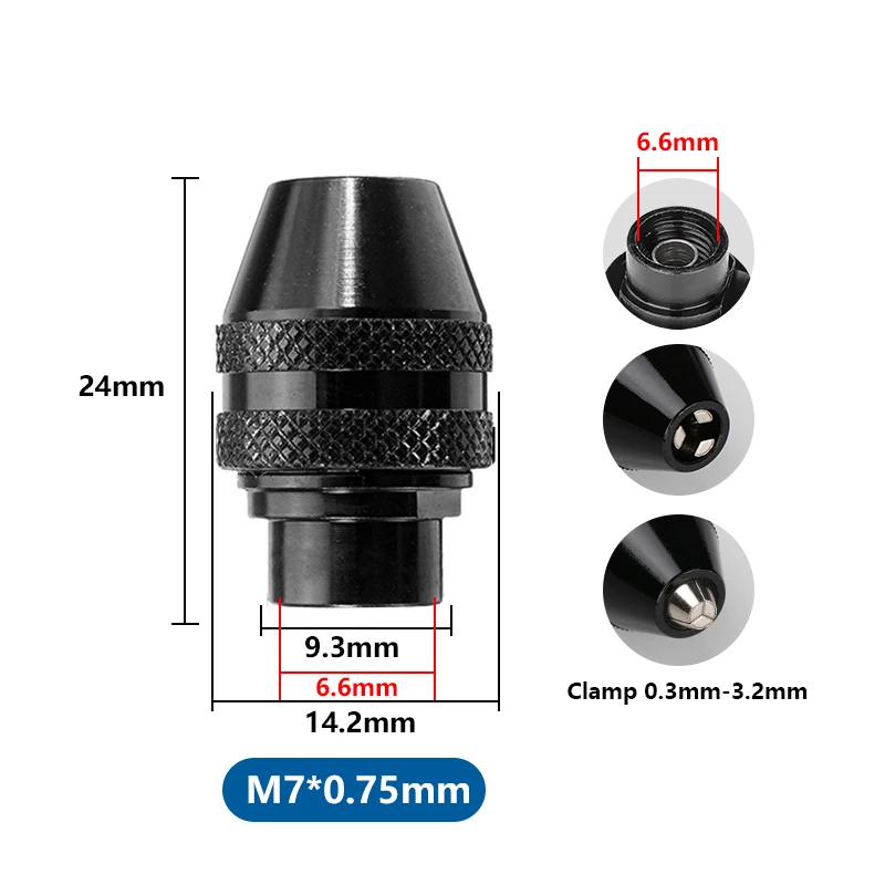 XCAN Drill Chuck M7 M8 0.3-3.2mm Keyless Impact Driver Adaptor Electric Micro Motor Clamp Mini Chuck Fixture Drill Bits Adapter drill chuck adapter