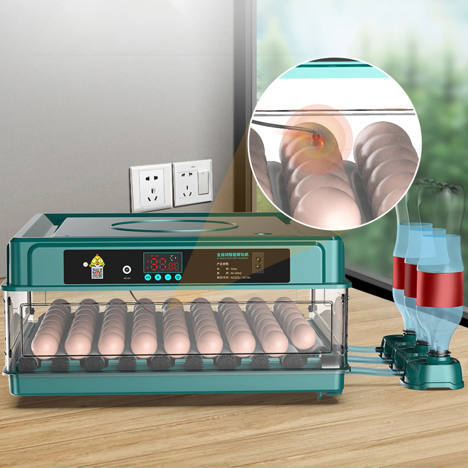 

6-12 Eggs Incubator Fully Automatic Turning Hatching Brooder for Chicken Goose Bird Quail Poultry Hatcher Farm Incubation Tools