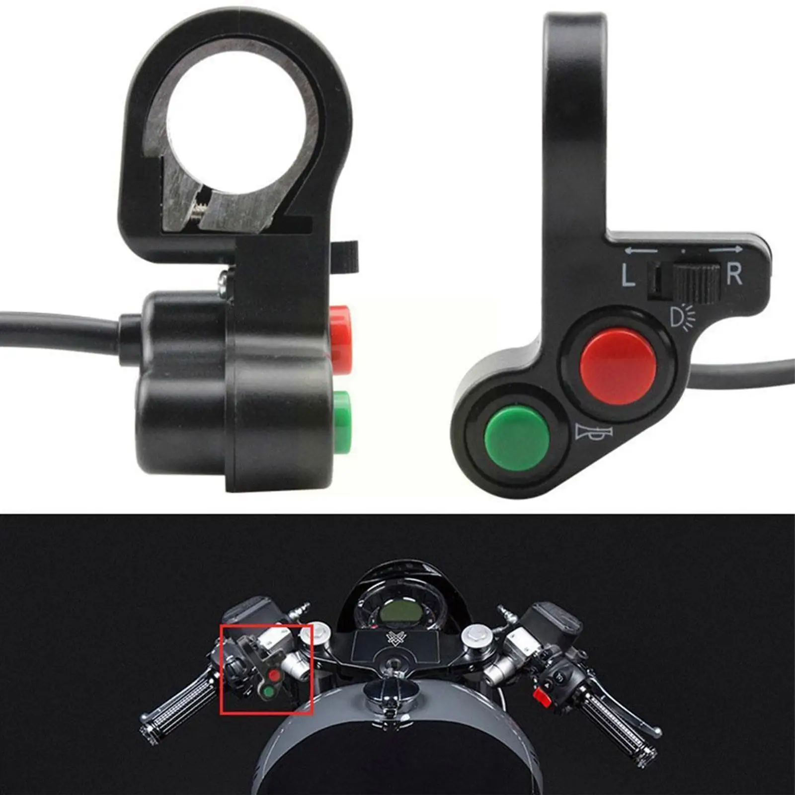 

Motorcycle Switch Handlebar Switch Electric Bike Scooter Switch Horn On/Off Motorcycle Turn Button Signals Accessories Ligh U7V8
