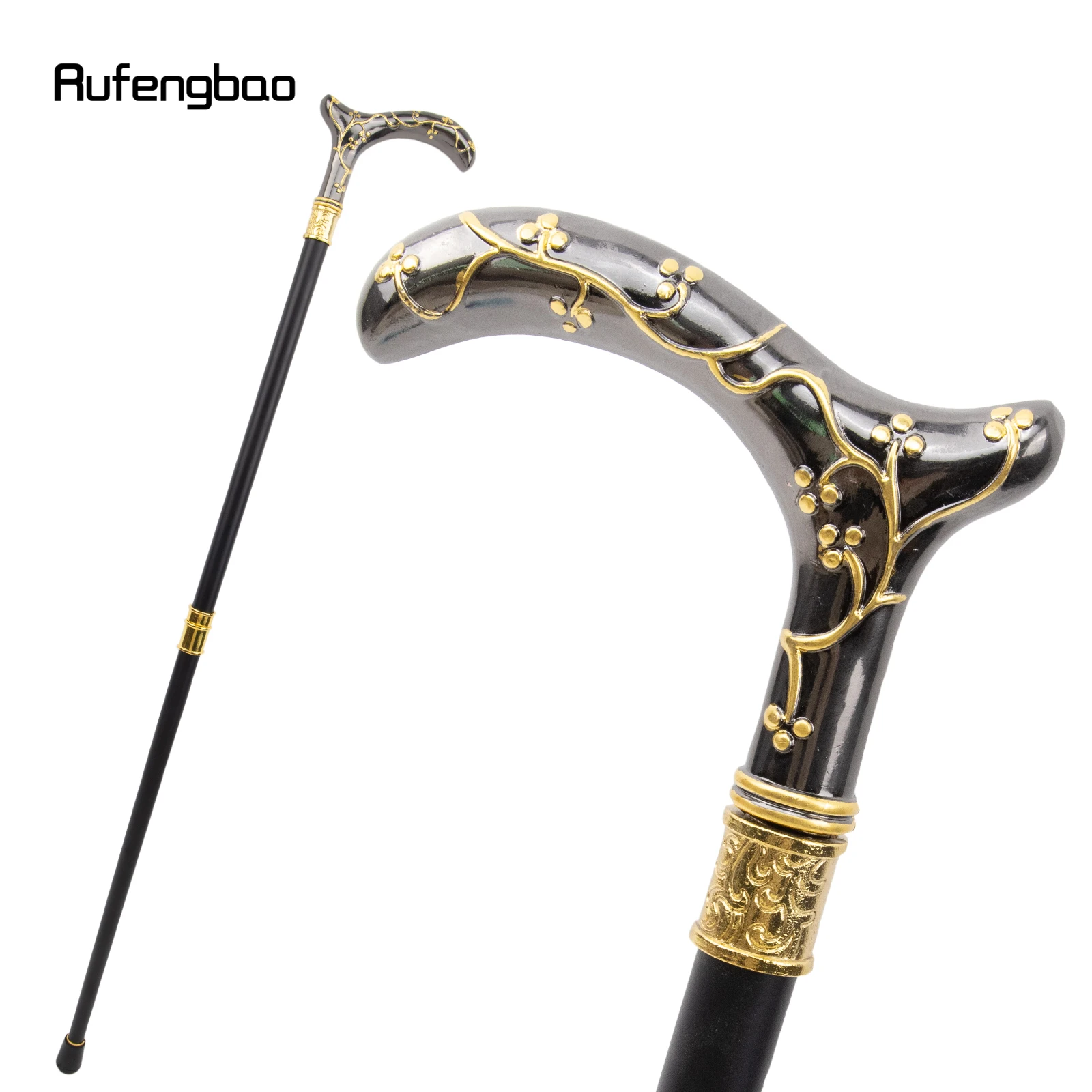 Golden Black Plum Blossom Flower Fashion Walking Stick Decorative Stick Cospaly Vintage Fashionable Walking Cane Crosier 93cm