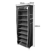 Room-saving 10-Layers 9 Lattices Non-woven Fabric Shoe Rack Black 3