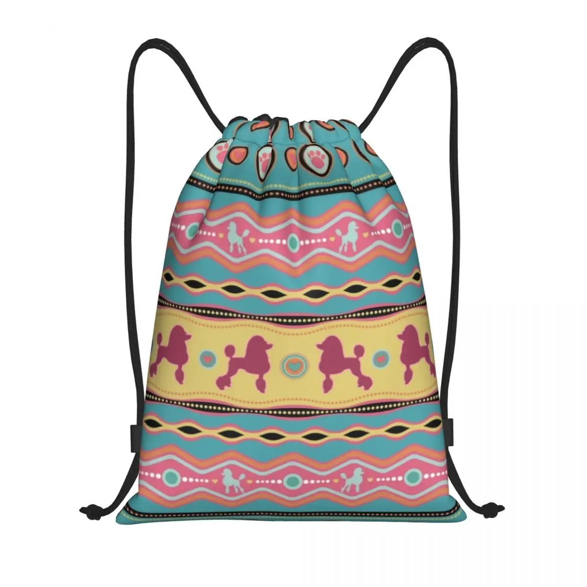 

Poodle Dog Colorful Pattern Drawstring Backpack Sports Gym Bag for Men Women Pet Animal Shopping Sackpack