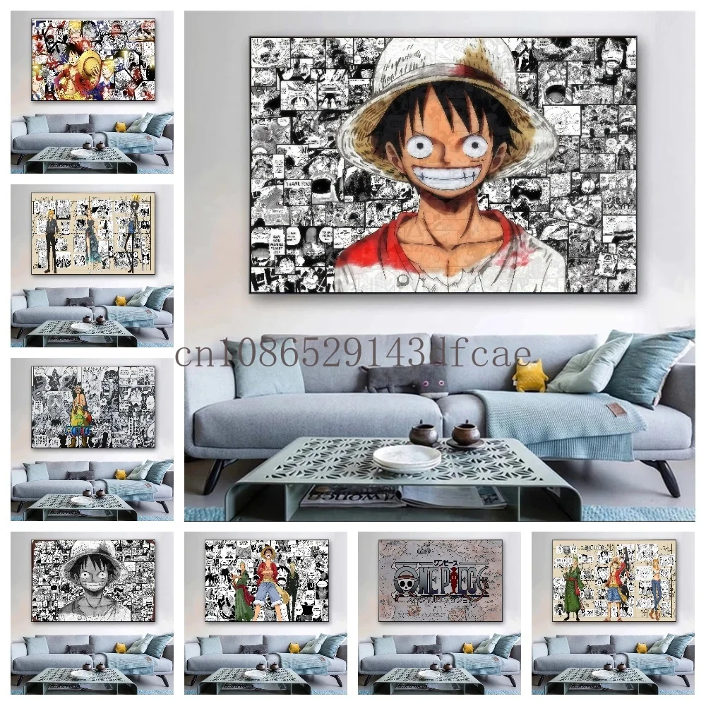 Klassische Japan Anime One Piece Monkey D. Ruffy HD Poster Leinwand Malerei Bar Hause Wand Ästhetische Kunst Dekoration Wand Malerei Geschenk