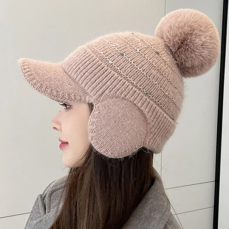 Women Winter Octagonal cap Outdoor Cycling Ear Protection Warmth Peaked Cap Casual Fashion Sun hat Bomber Hats