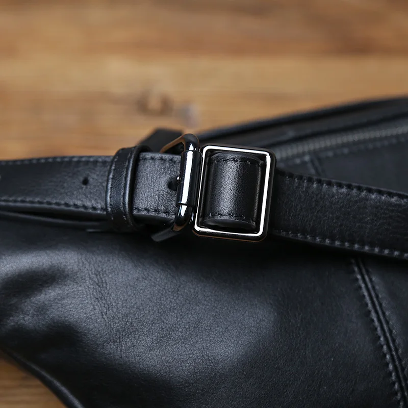 NZPJ New Men's Genuine Leather Chest Bag Top Layer Cowhide Crossbody bag Casual Phone Bag Trendy Shoulder Bag  For 8-Inch IPad