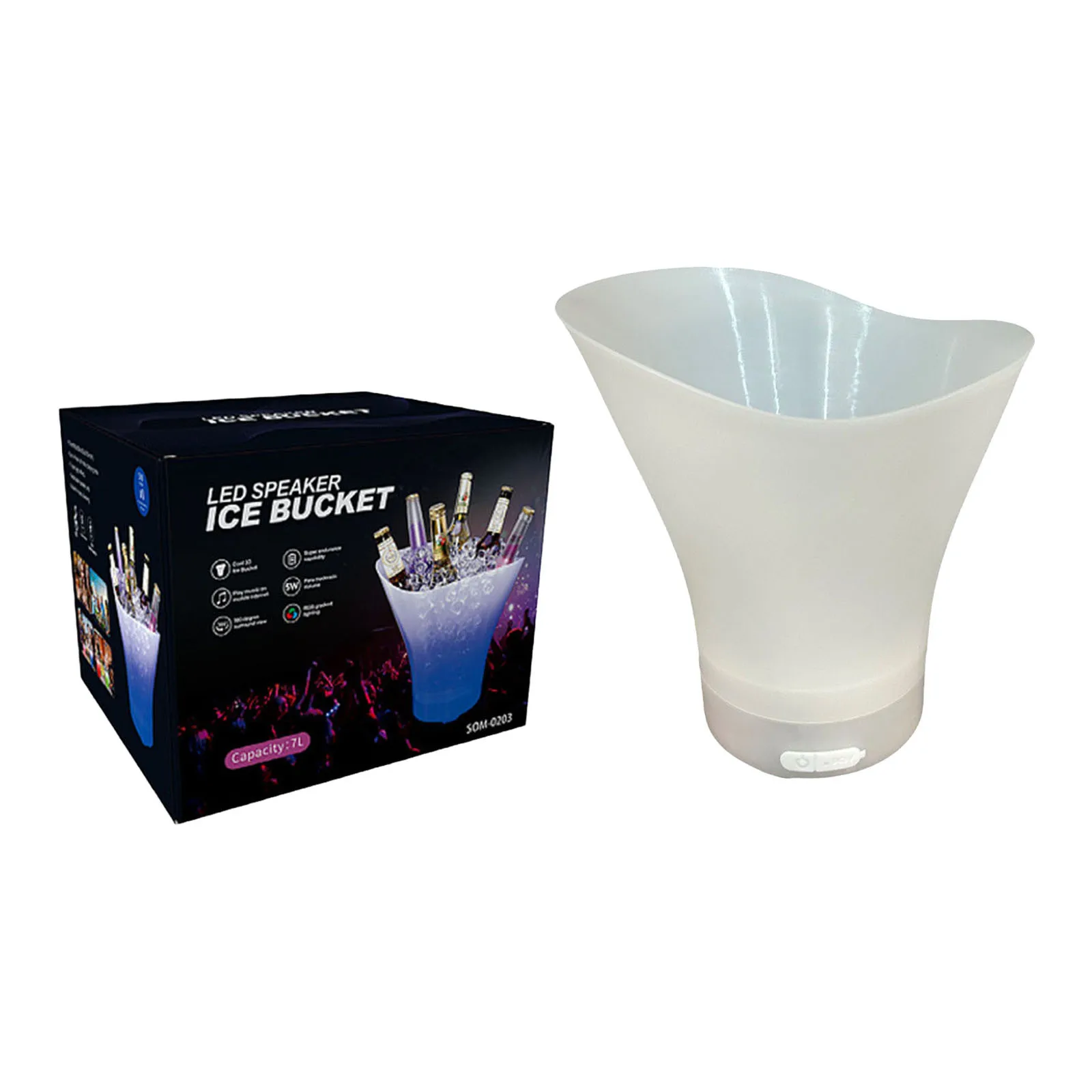 Light 7 Color Ice Bucket Subwoofer Wine Barrel LED Light Small Speaker Camping Ice Buckets LED Storage Containers Supplies