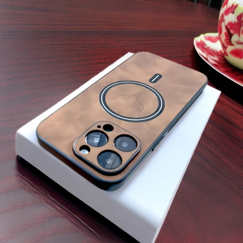 thumbnail image 1 of Luxury PU Leather Case For iPhone 15 14 13 12 11 Pro Max 15Pro 14Pro 13Pro iPhone15 iPhone14 For Magsafe Wireless Charge Cover a, 1 of 5