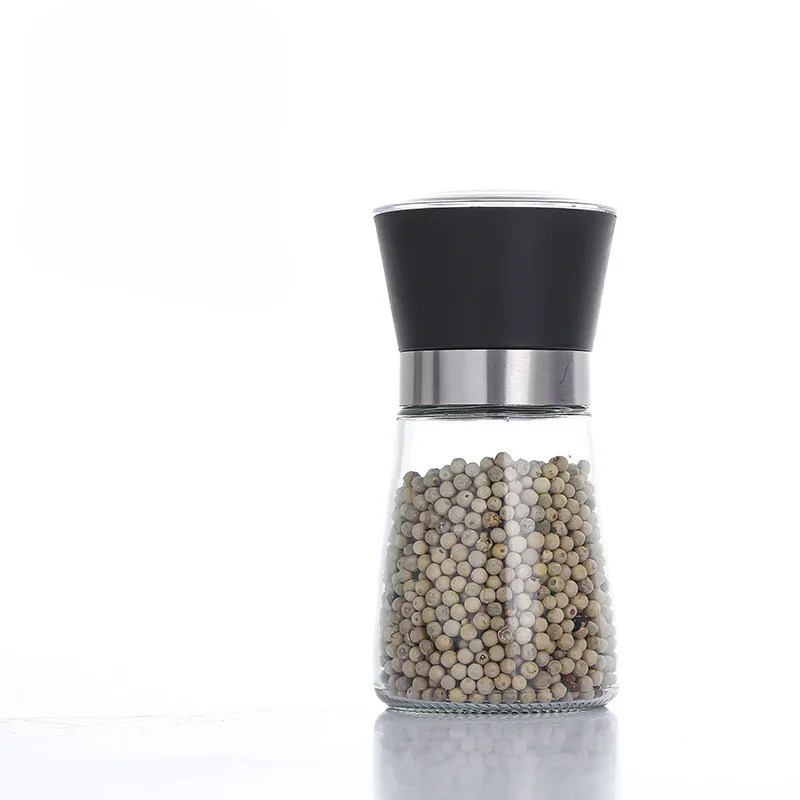 Pepper Grinder 2-in-1 Cooking Seasoning Grinding Storage Bottle Stainless Steel 2-Layer Adjustable Compartment