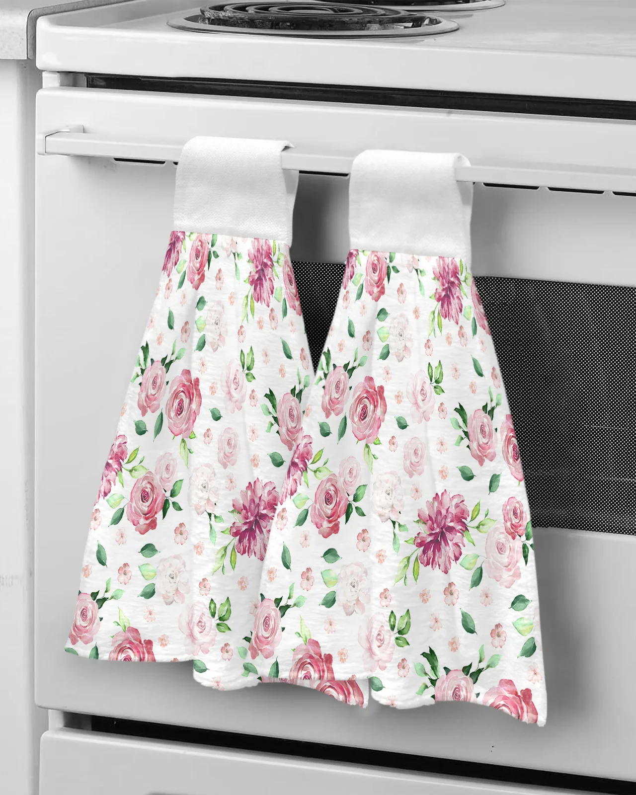 

Red Watercolor Flowers Retro Kitchen Hand Towel Strong absorbent Towel Washing Room Handkerchief Towel