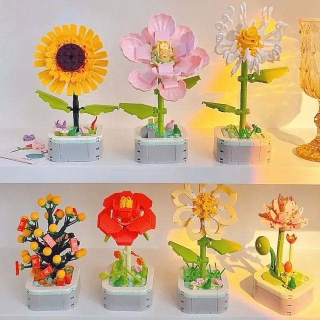 Building Blocks Flower Bonsai Plant Model Bricks Mini Bonsai Creative Plant Romantic DIY Home Decoration Toy for Kids Gift 2