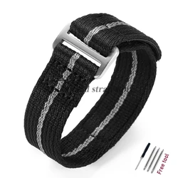 Nylon Sport Watch Strap - Military - Style Canvas Wrist Band - 22mm (Black - Gray)