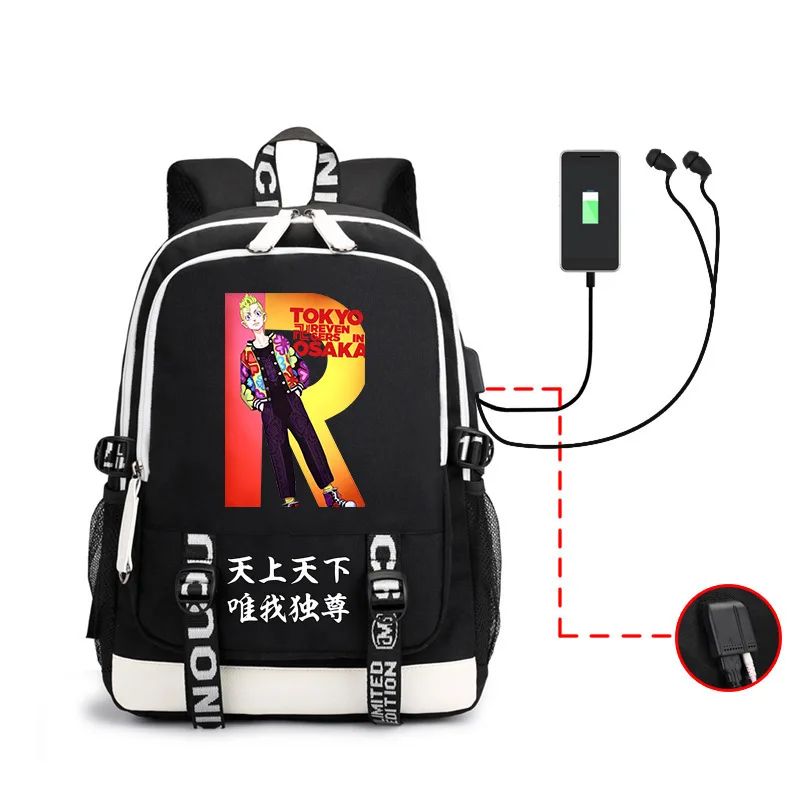 

Tokyo Revengers Backpack Anime Cosplay Plus Ultra Multifunction USB Charging Laptop Shoulder Unisex Travel School Bags Girl Boys