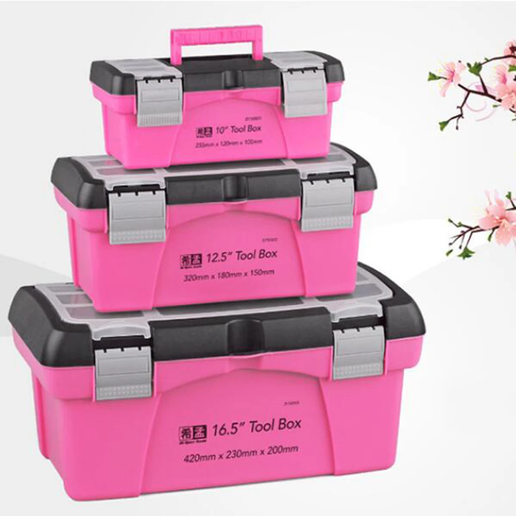 Pink Power 18 Portable Aluminum Tool Box for Tool or Craft Storage- L