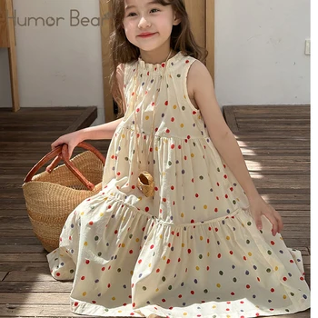 Humor Bear Kids Clothing Summer Polka Dot Skirt Fashion Casual Vest Princess Dress Comfort Children Girl's dress 1