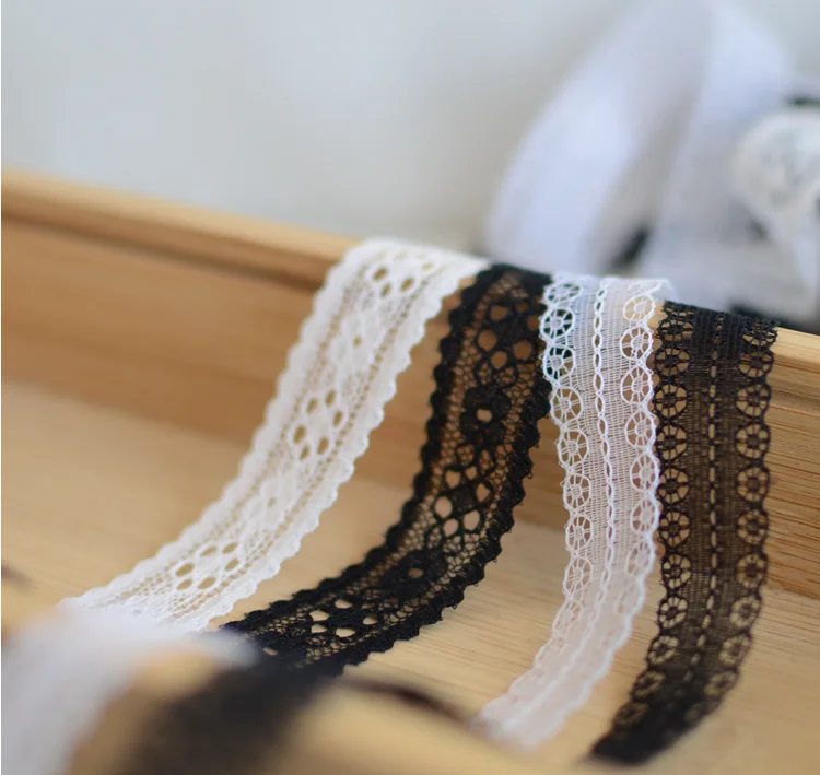 White Black Lace Ribbon Sewing Accessories Thin Embroidered Lace Trim Embroidery DIY Apparel Fabric Decoration 10 Meters lace ribbon lace sewing accessories