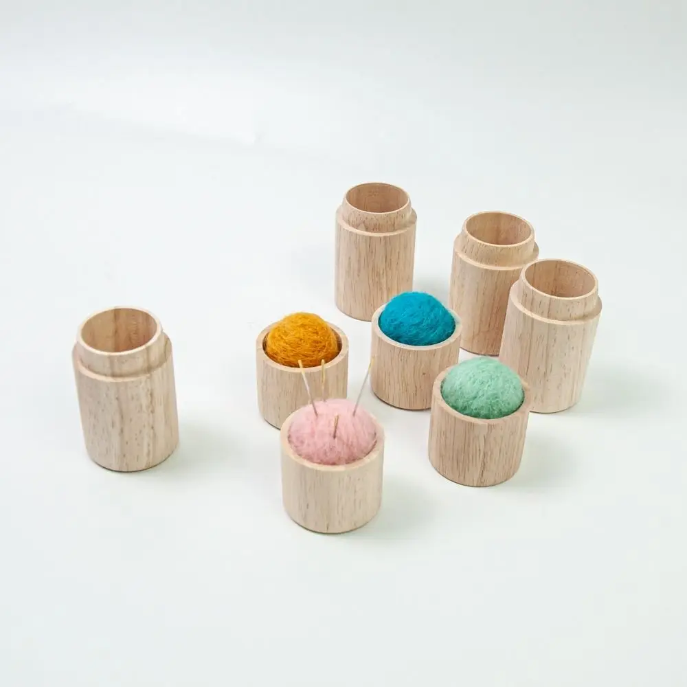 Stitching Pins Sewing Needle Cylinder Box Woode Pin Cushion Needles Storage Holder Embroidery Craft Sewing Needle Case