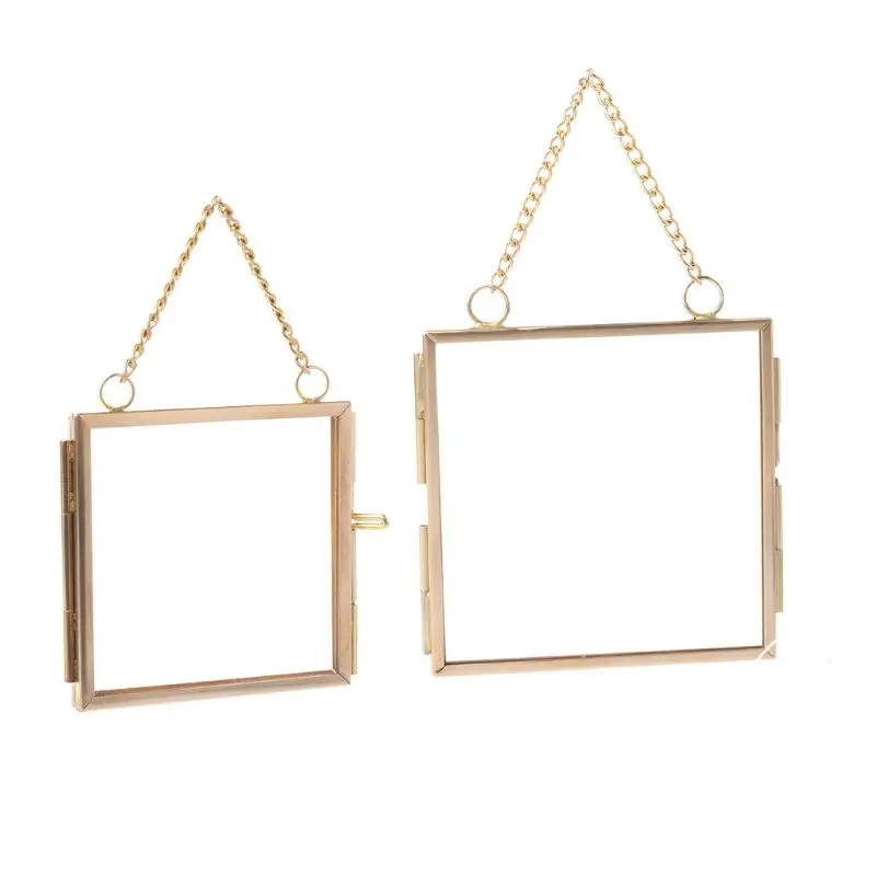 Photo Frame Creative DIY Chain Retro Metal High Translucent Glass Specimen Folder 2 Size Optional photo frame art frames acrylic display holder display case