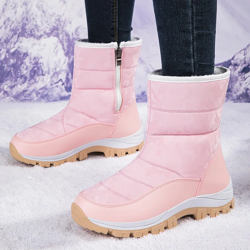 Cold Resistance -30℃ Women & Female Child Snow Boots Outdoor Winter Hiking Shoes Waterproof Size 36-42