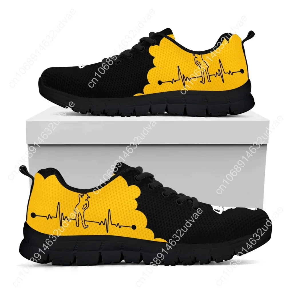 Yellow And Black Color Contrast Design Line Dance Sneakers Comfortable Breathable Shoes Knitted Shoes Zapatos Planos