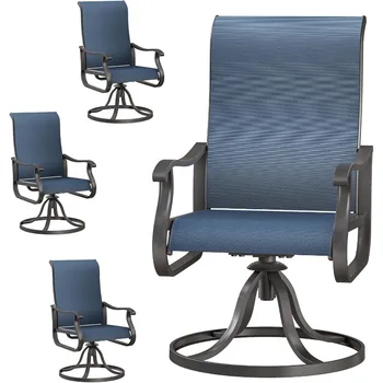 Patio Swivel Chairs Set of 4, Outdoor Dining Chairs with High Back 1