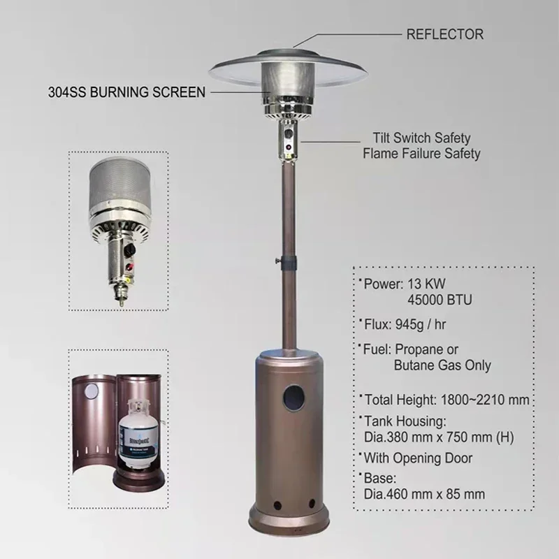 Modern Glass Tube Log Burner Durable Wall Mount Solar Terracotta Kerosene Round Terrace Outdoor Patio Gas Heater With Bar Table 2