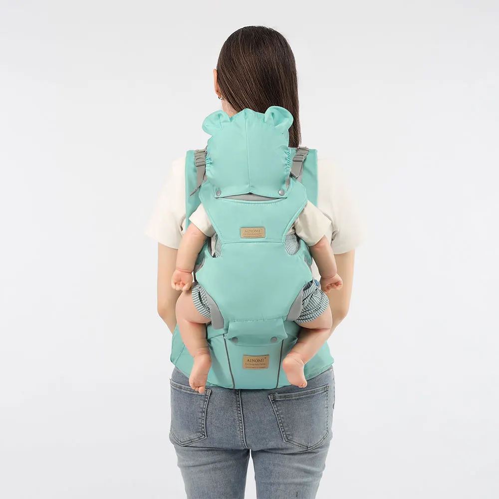 3 IN 1 Baby Hipseat Carrier Backpack Straps for Infant Toddler 0-36M Ergonomic With Windproof Hat for Winter Luminous Strips - 4