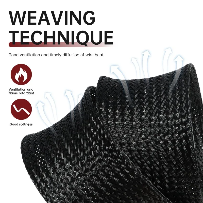 High-Density Nylon Mesh Expandable Braided Sleeving - 12 Vibrant Colors, 10/50m Length, 2mm-25mm Diameter