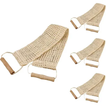 Rub Exfoliating Dead Skin Shower Towel Durable Skin Care Bath Towel Scrubber Sisal Back Strap Wooden Handle 1